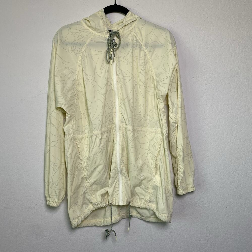Womens Prana Lightweight Windbreaker Hooded Zip Up Jacket XS Yellow Camping Hike
